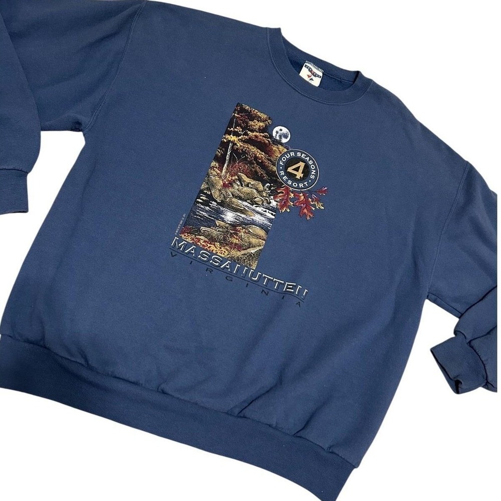 Vintage Jerzees Crewneck sweatshirt Massanutten Grandmacore mountain Blue Fall